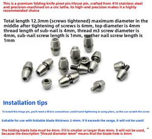ナイフ開閉釘折りたたみナイフDIYナイフハンドル留めリベット親指スタッド高強度プッシュボタン軸ねじ - Product Image 4