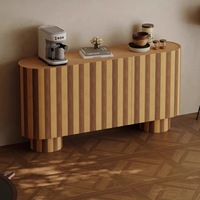 Mueble de Almacenamiento para Sala de Estar de Madera Maciza de Estilo Italiano Minimalista, Aparador con Patas, Mueble de Pasillo con Rayas de Estilo Mid-Century