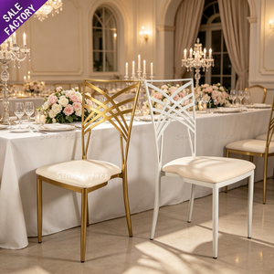 Supplies Party Reception Event Furniture Chameleon Gold White Steel Tiffanie <b>chairs</b> With Cushion for Wedding - Product Image 1