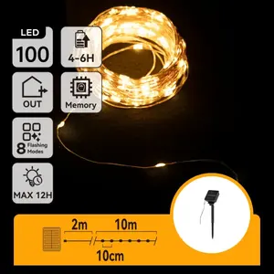Guirlande lumineuse solaire, 2m+10m, lumière blanche chaude, idéale pour décorer l'extérieur, les fêtes et créer une ambiance chaleureuse - Product Image 1
