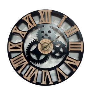 <span class=keywords><strong>Orologio</strong></span> da <span class=keywords><strong>Parete</strong></span> Industriale Fai-da-Te con Cornice in Metallo Nero e <span class=keywords><strong>Ingranaggi</strong></span> Decorativi, Numeri Romani in Legno 3D in Rilievo - Product Image 2