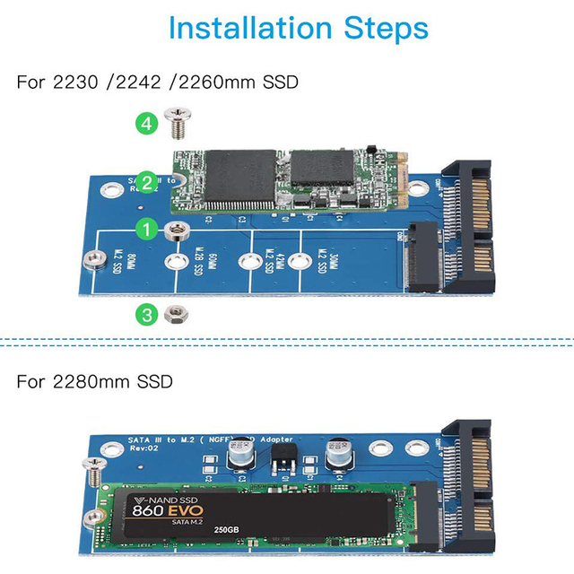 Ngff m.2 ssd to SATA Adapter 6Gbps NGFF M.2 Adapter Card 15-Pin SATA III for NGFF M.2 SATA Converter for Laptop Desktop