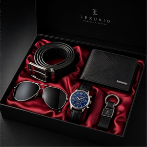 Ensemble cadeau pour <span class=keywords><strong>homme</strong></span> de 5 pièces avec logo personnalisé, ceinture, portefeuille, lunettes de soleil, montre et porte-clés, coffret cadeau d'affaires de luxe - Product Image 6