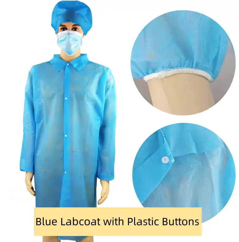 Bán buôn PPE dùng một lần dài tay áo Polypropylene labcoat đến thăm áo bảo hộ lao động nhà máy giá