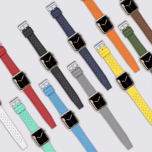 Correa de goma Tropical FKM para Appl E Iwatch, correas de reloj de goma de silicona transpirable con adaptador Appl E 38 40 41 42 44 45mm - Product Image 1