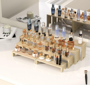 Support de présentation à plusieurs niveaux en bois personnalisé |   Présentoir empilable pour cupcakes et aliments |   Stand d'exposition pour vendeurs OEM pour salons d'artisanat - Product Image 4