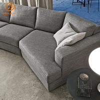 Ensemble de canapés modulaires en forme de L modernes avec tables d'appoint intégrées, meubles de salon rembourrés en tissu mousse haute densité
