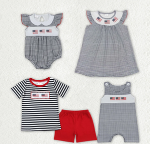 Baby Girls Flag 4th Of July Sibling Rompers Dresses <b>Clothes</b> Sets - Product Image 1