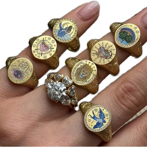 แหวนแต่งงานสแตนเลสชุบทองปรับขนาดได้สำหรับผู้หญิง ดีไซน์ทันสมัยทรงเจ้าหญิง ราคาเพียง 99 เซ็นต์ ของขวัญเครื่องประดับคุณภาพดี - Product Image 1