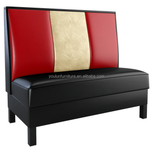 Asientos de comida rápida Cabinas de <span class=keywords><strong>restaurante</strong></span> americanas de cuero rojo personalizadas - Product Image 1