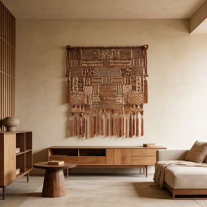 Tapisserie murale en macramé à franges rétro élégante, décorations pour une maison confortable - Product Image 1