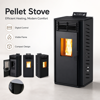 Poêle à granulés en acier autoportant pour chauffage intérieur avec grande cuve pour la maison, le salon et le bureau