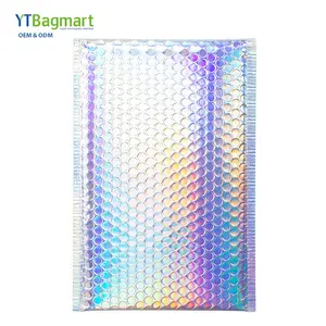 YTBagmart биоразлагаемые ударопрочные цветные блестящие металлические мягкие Конверты, голографические радужные Гламурные конверты