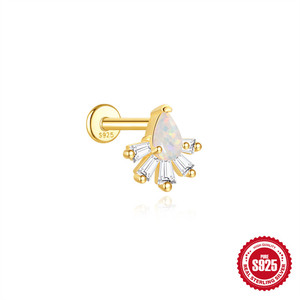 YW 925 Sterling Silver CZ <span class=keywords><strong>Piercing</strong></span> Tragus Helix Daith lobo piatto retro orecchini interno filo Labret - Product Image 4