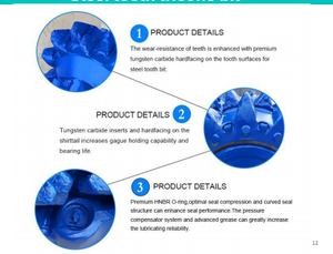High Quality 9 7/8 Steel <b>Bit</b> IADC 117 Milled Tooth Tricone for Water Well Piece Certified - Product Image 5