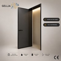 Portes à cadre métallique, style moderne et contemporain, en alliage d'aluminium, pour salle de bain, avec porte vitrée à battants, adaptées aux hôtels