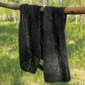 Écharpe en cachemire pur tricotée pour femme, automne-hiver, douce, chaude, brossée, ajourée, légère et polyvalente - Product Image 4