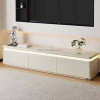 670309 Quanu Ensemble de meuble TV et table basse de bonne qualité avec table basse et meuble TV couleur café clair pour salon moderne et luxueux