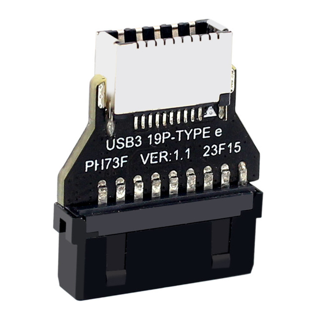Motherboard USB3.019P/20P to Type-E 90-degree adapter, front USB C cable port 73F of the case