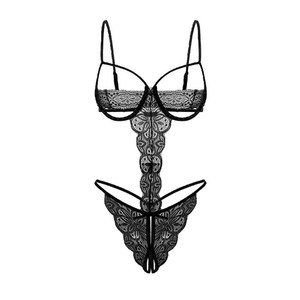 Lingerie sexy pour petites poitrines, push-up, entrejambe ouvert, pas besoin de retirer, body en dentelle transparente, chemise de nuit sexy 020 - Product Image 2