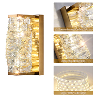 Appliques murales LED en fer et cristal, finition cuivre antique, luminaires décoratifs modernes pour chambre, salon, salle de bain