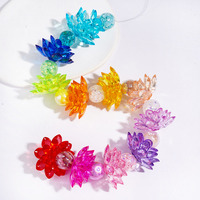 Perles entretoises en acrylique transparentes à trois couches en forme de lotus, multicolores, pré-percées, en vrac, pour la création de stylos à perles, de bijoux et d'articles artisanaux faits main