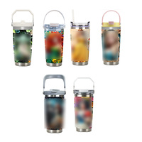 Bouteille d'eau isotherme à double paroi en acier inoxydable avec poignée portable, sans BPA, gourde de sport pour l'extérieur