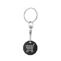 Porte-clés personnalisé en acier inoxydable, jeton de chariot de courses à 12 faces, style moderne et simple, pièce pour chariot de supermarché