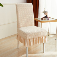 Vente en Gros Nouveau Design Housse de Chaise Jacquard Spandex Jupe Extensible Tricotée pour Décoration de Salle à Manger
