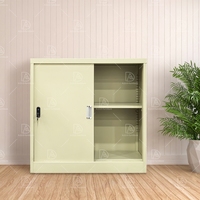 Armoire en acier moderne à profil bas, 2 portes coulissantes, verrouillage, rangement de fichiers en métal pour l'organisation du bureau