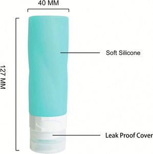 Kit de voyage écologique anti-fuite approuvé avec logo personnalisé, 90 ml, quatre pièces, flacons de toilette en silicone rechargeables pour avion - Product Image 3