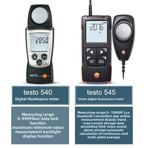 เครื่องวัดดิจิตอลแบบแยกส่วนความละเอียดสูง TESTO 540 เครื่องวัดความเร็วแบบรวมฟังก์ชัน TESTO545 เครื่องวัดความสว่าง - Product Image 3