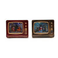 Nueva música navideña, copos de nieve, televisor con efecto de agua, luz nocturna, adorno de regalo, decoración, caja