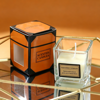 Ensemble cadeau de luxe de bougies parfumées à la cire de soja dans un bocal en verre mat personnalisé avec étiquette privée pour Diwali, anniversaire, parfum d'ambiance pour la maison