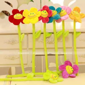 Smiley Happy Faces peluche fiore margherita colorati steli morbidi bendabili girasole giocattolo regalo decorazioni fiore di peluche - Product Image 4