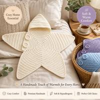Couverture étoile douce faite main au crochet, en forme de pêcheur-de-mer, en fil épais, style afghan, pour la décoration intérieure, le salon, le canapé, comme cadeau