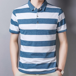 Camisa Premium para Hombre, Corte Clásico, a Rayas, Transpirable, Mezcla de Algodón, Manga Corta, Casual, Tejido Piqué con Cierre de Tres Botones - Product Image 3