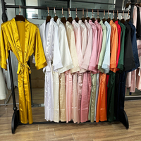 Robe de mariée longue en satin de luxe pour femme, robe de demoiselle d'honneur en soie satinée, chemise de nuit élégante en satin, robe de matin en satin, peignoir de spa
