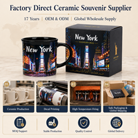 Ensemble de tasses à café en céramique de porcelaine, motif peinture à l'encre, souvenir de New York, personnalisable, OEM, ODM, vente en gros