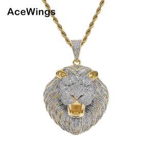 CN152 <span class=keywords><strong>Collana</strong></span> con Ciondolo <span class=keywords><strong>a</strong></span> Catena Intrecciata Placcata Oro con Zirconi Cubici, Gioielli Hip Hop da <span class=keywords><strong>Uomo</strong></span> - Product Image 1