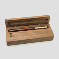 Boîte à stylos en bois de noyer gravée sur mesure, boîte cadeau en bois à couvercle rabattable pour stylo plume, emballage cadeau d'entreprise