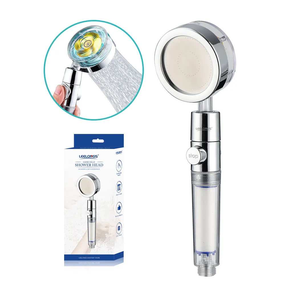PP Cotton Filter Shower ON-OFF 3 Setting Shower Head High Pressure Water Saving 360 Degree with Fan