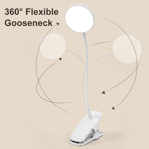Pince sur lampe de bureau prise USB Protection des yeux 360 ° col de cygne Flexible CRI>90 étagère maison bureau dortoir étude lecture Clip Table lumière - Product Image 6