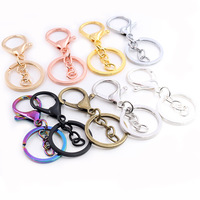 Lot de 5 pièces : Chaîne porte-clés classique de 30 mm, longueur 70 mm, avec fermoir mousqueton 8 couleurs, composants de bijouterie pour bracelet