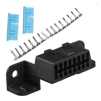 Conector Hembra OBD2 de 16 Pines, Negro, Terminales OBD de 16 Pines, Pines de Crimpado Azules para Herramienta de Diagnóstico Automotriz