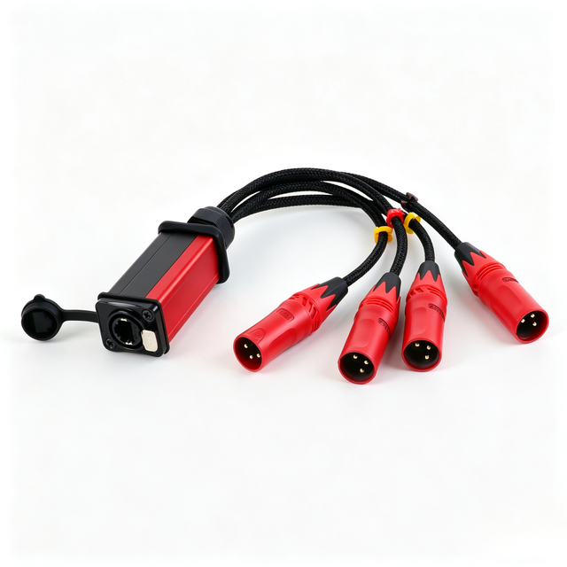 Professional 4 Channel XLR to RJ45 Audio Snake Box XLR Male to RJ45 Female Audio Extender Adapter for Stage DJ Live Sound Studio