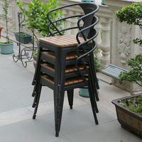 Table et chaises de patio en plastique imitation bois, ensemble table et chaises de café d'extérieur, table et chaises de jardin imperméables et résistantes au soleil