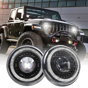 2023 Oem Halo Ring Runde 7 Pulgadas Ronda Faros Auto 7 Zoll LED-Scheinwerfer für Jeep Wrangler LED-Scheinwerfer für Auto