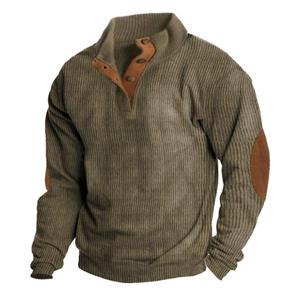 Sudadera de pana para hombre, sin capucha, de color liso, estilo casual, con cuello alto, para invierno 2026 - Product Image 5