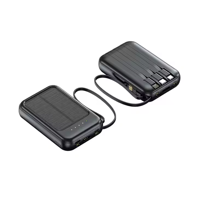 New Mini Solar Power Bank Portable Charger 5000mah 10000mah Lanyard Cables Fast Charging Phone Charger Battery Pack 18650